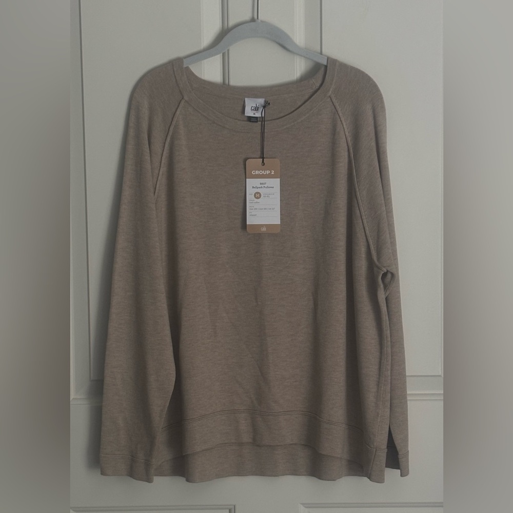 CAbi Scoop Neck Sweater in Taupe